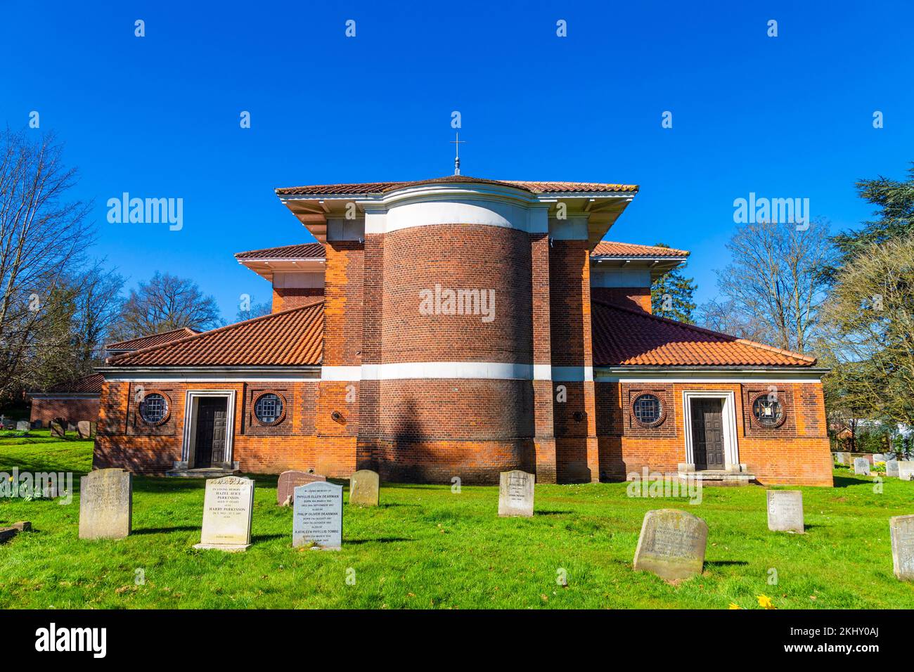 Rückseite der St. Martin's Church Edwin Lutyens im italienischen Stil, Knebworth, Hertfordshire, Großbritannien Stockfoto