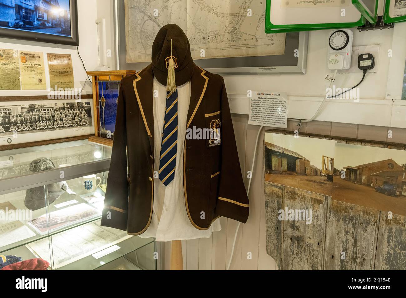 Das Midhurst Museum, eine Besucherattraktion auf dem ehemaligen Knock100 Market in Midhurst Town, West Sussex, England, Großbritannien. Ausstellungen im Museum Stockfoto