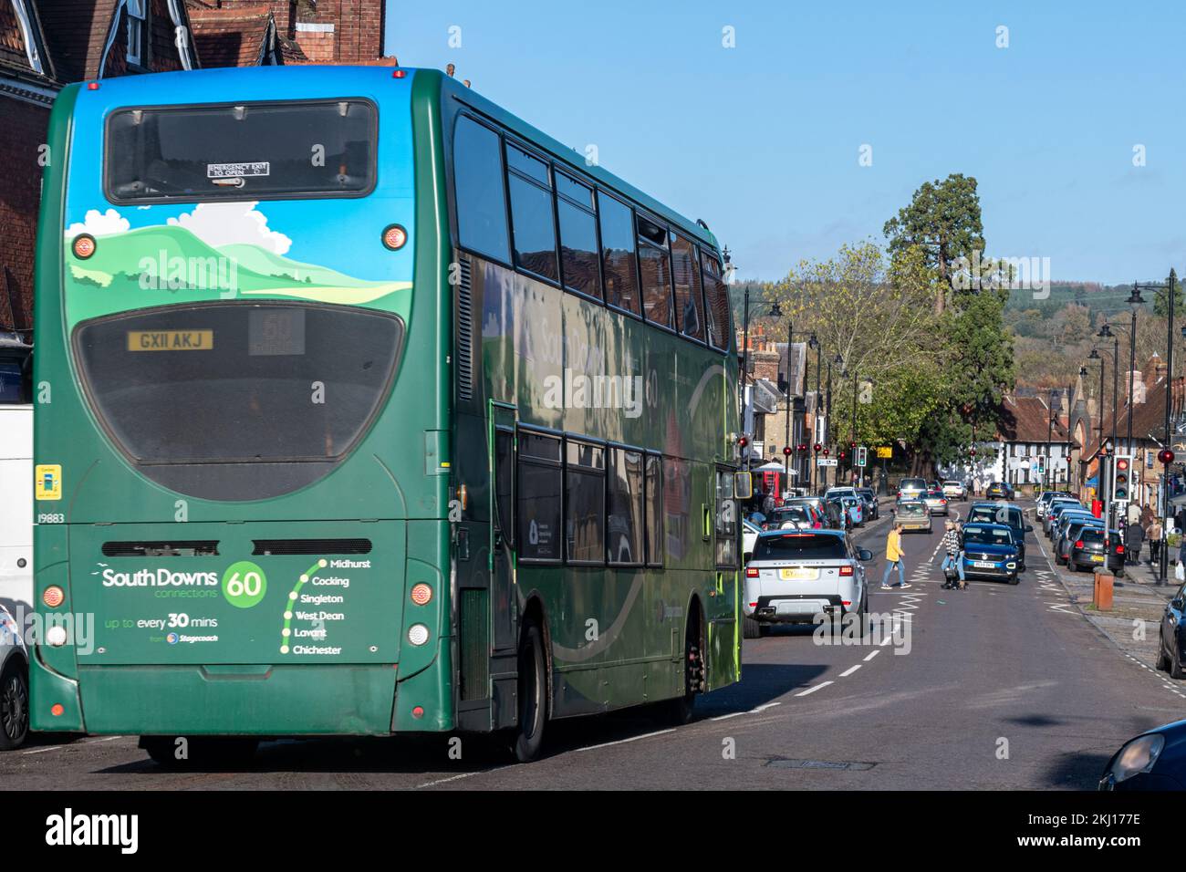 South Downs Bus im Stadtzentrum von Midurst, West Sussex, England, Großbritannien Stockfoto