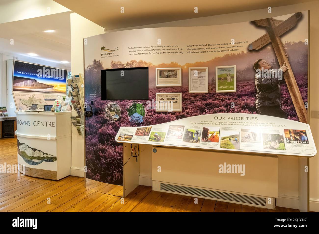 The South Downs Centre - Ausstellung im Besucherzentrum des Nationalparks in Midhurst, West Sussex, England, Großbritannien Stockfoto