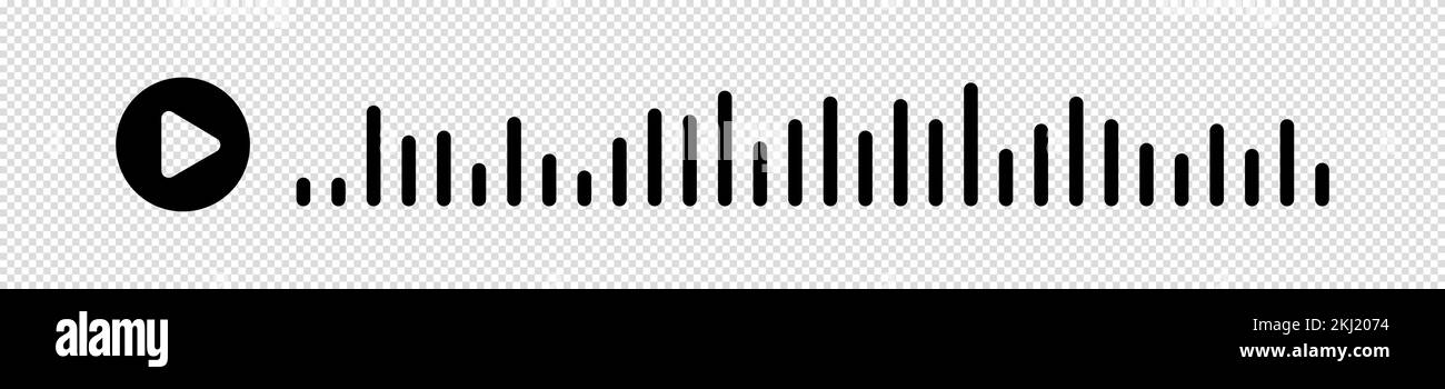 Audiowelle. Symbol klingt nach einem Lied. EQ. Podcast-Welle. Symbole auf isoliertem Hintergrund. Sprachnachricht. Vektordarstellung. Stock Vektor