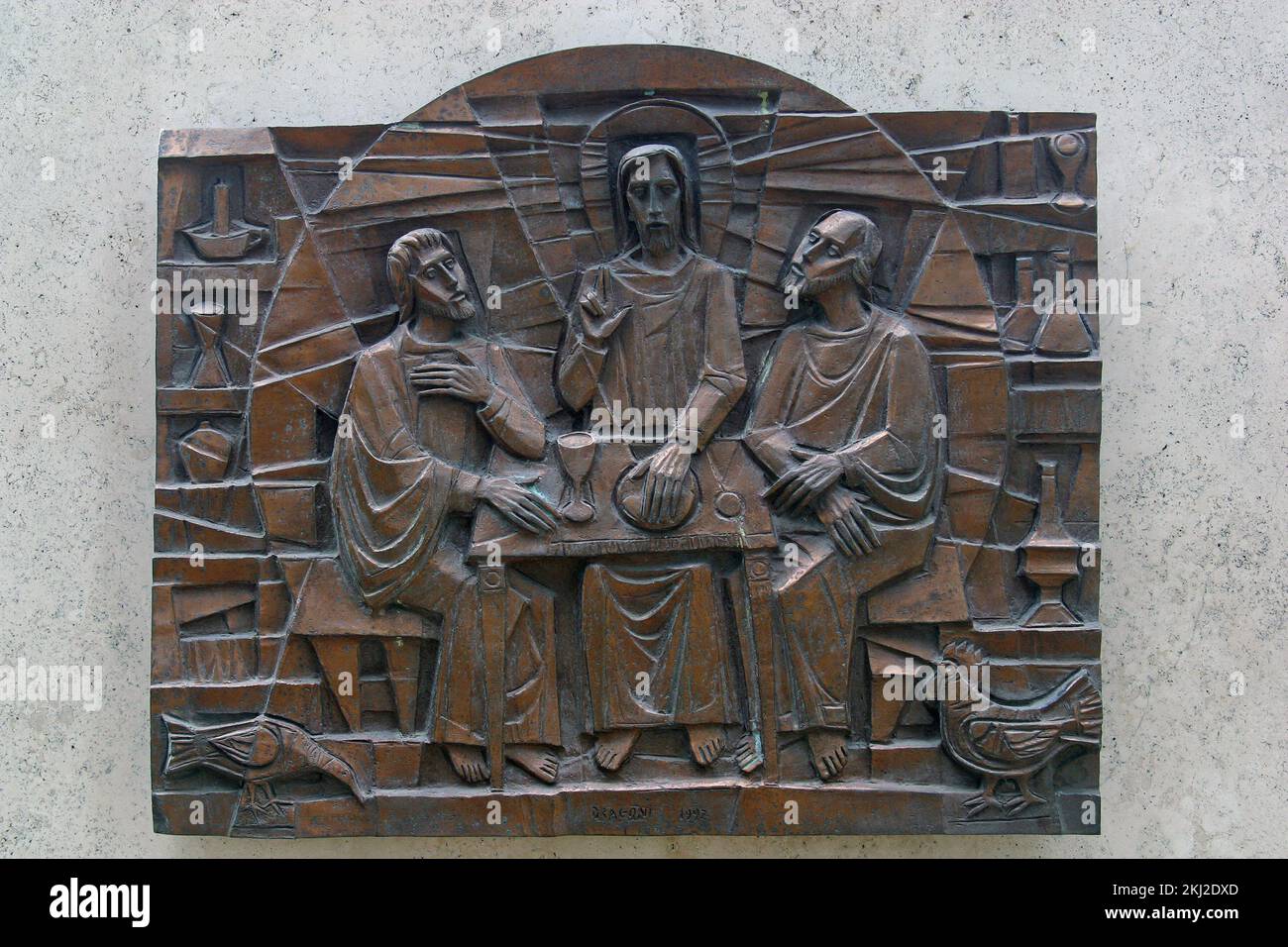 Jesus ist bekannt in der Brotaufteilung, der Art des Lichts von Giovanni Dragoni, San Callisto Katakomben in Rom, Italien Stockfoto
