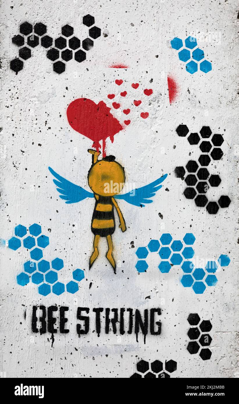 Biene starke Kunst Graffiti Stockfoto