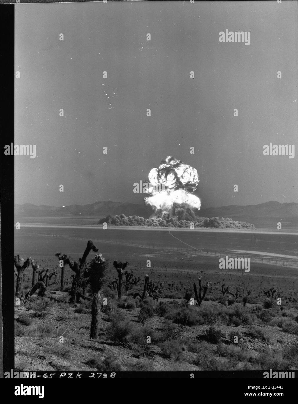 Projekt 30-65 - Detonation Von Operation Plumbob (Nevada Testgelände) FIZEAU-Feuerball: Serie von 3, Bodenansichten (1 von 3). Fotografien von atmosphärischen Nuklearversuchen auf Pacific Island und Nevada Testgelände. Stockfoto