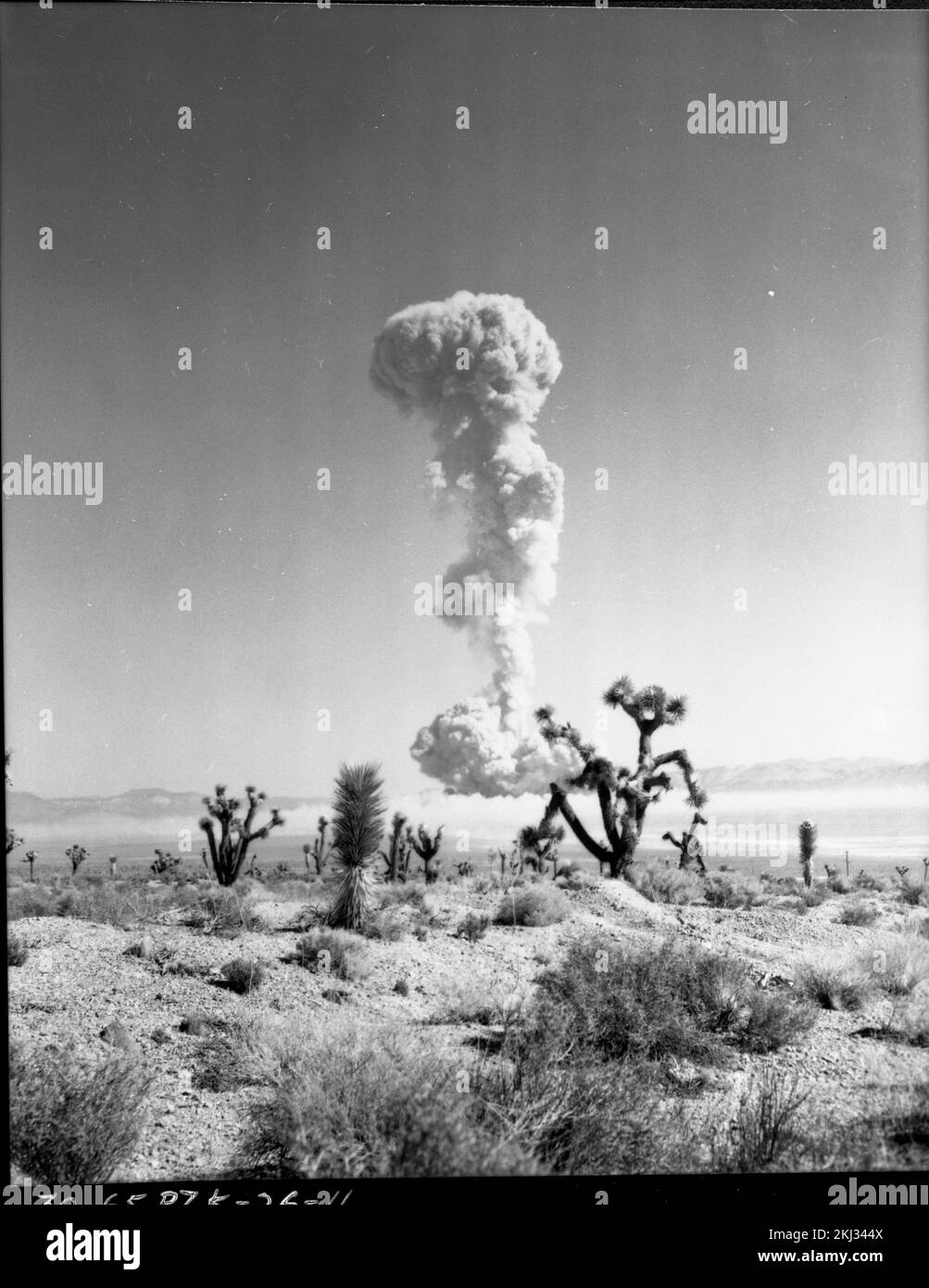 Projekt 30-65 - Detonation Von Operation Plumbob (Nevada Testgelände) FIZEAU-Feuerball: Serie von 4, Fotografen im Vordergrund (4 von 4). Fotografien von atmosphärischen Nuklearversuchen auf Pacific Island und Nevada Testgelände. Stockfoto