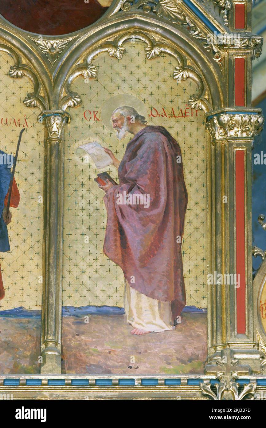 St. Thaddeus, Ikonostase in der griechisch-katholischen Kathedrale der Heiligen Dreifaltigkeit in Krizevci, Kroatien Stockfoto