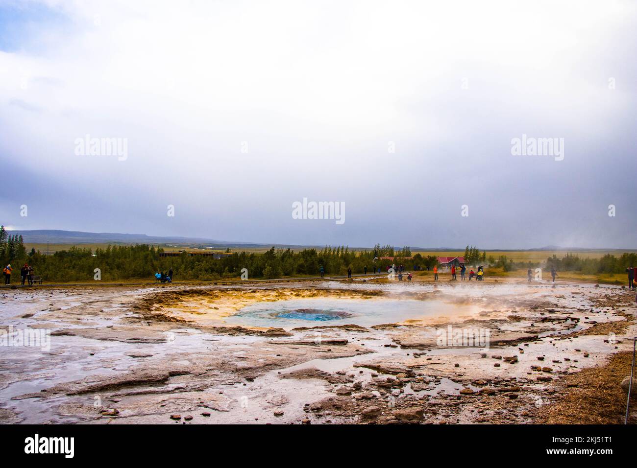 Strokkur und Geysir Geothermal in Island Stockfoto
