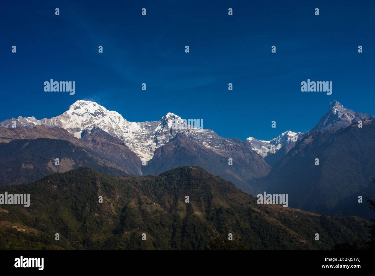 Mardi Himal, Mt. Machhapuchhare, Annapurna Berg, gesehen während Annapurna Basislager Trekking Nepal Stockfoto