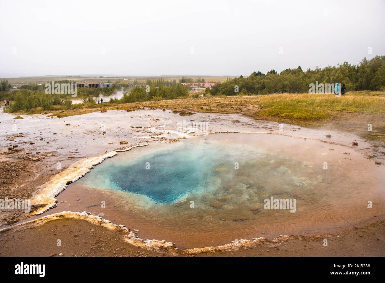 Strokkur und Geysir Geothermal in Island Stockfoto