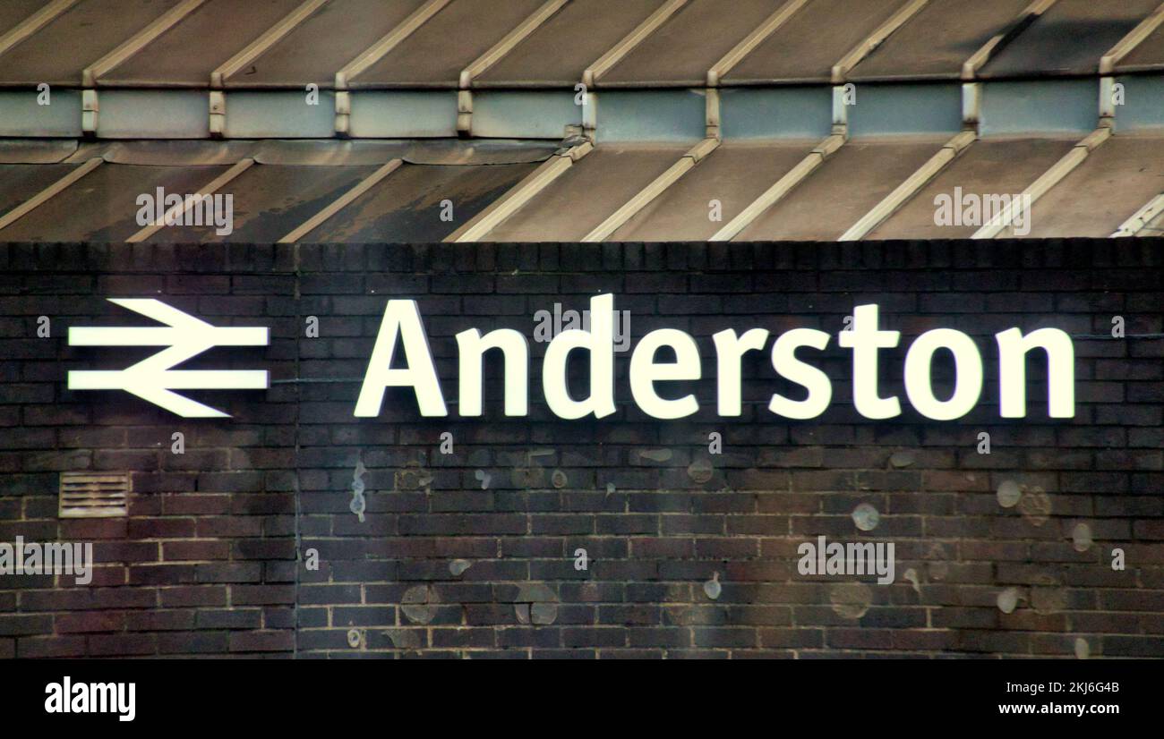 Anderson-Bahnhofsschild Stockfoto