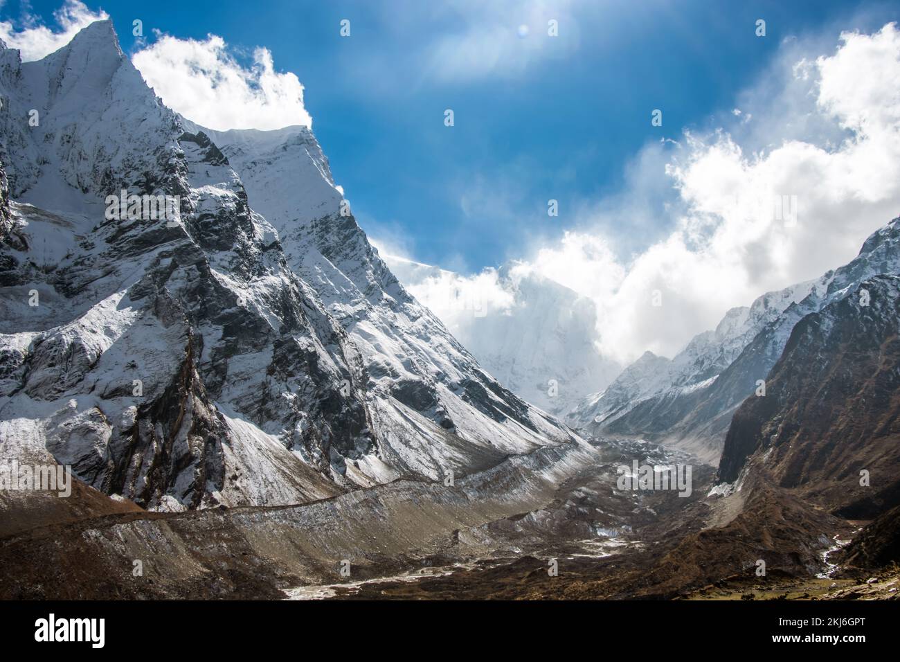 Mt. Manaslu Gletscherregion im Himalaya Nepal Trekking Stockfoto