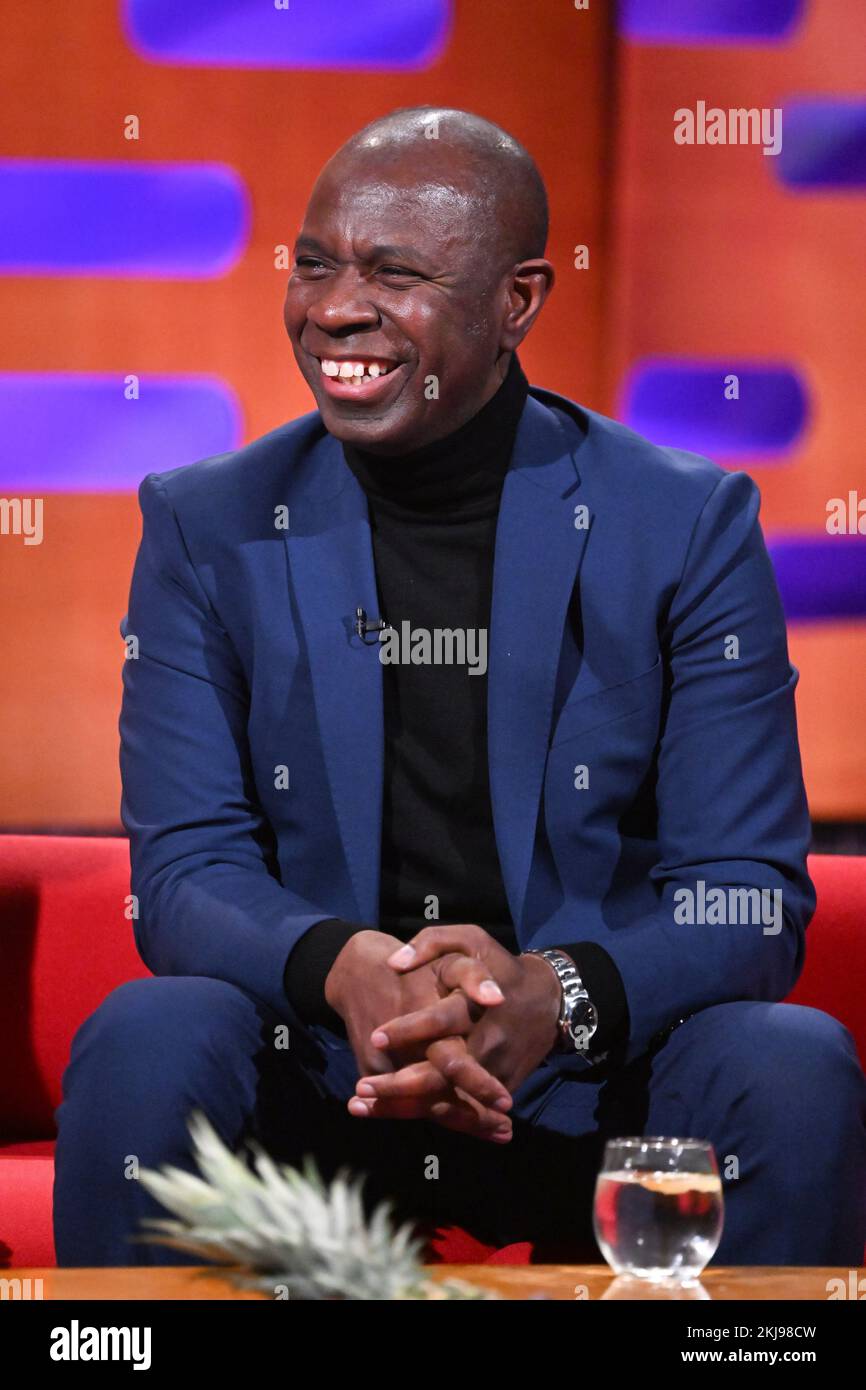 VERWENDEN SIE CLIVE Myrie NUR WÄHREND der Dreharbeiten für die Graham Norton Show im BBC Studioworks 6 Television Centre, Wood Lane, London, am Freitagabend auf BBC One. Stockfoto