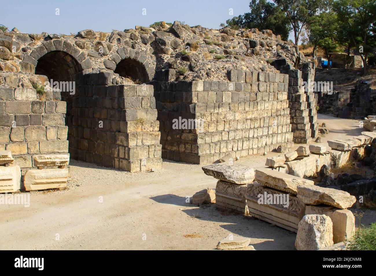 6. November 2022 Antike Ruinen in der römischen Siedlung im Beth Shean Nationalpark, Todesort von König Saul von Israel, Stockfoto