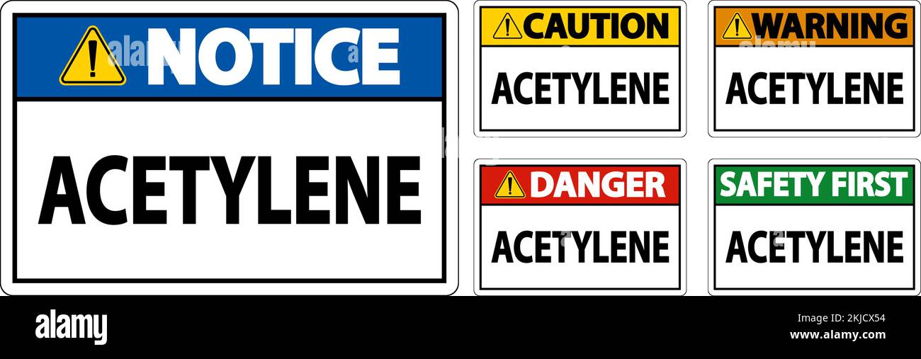 Schild „Gefahr Acetylen“ Auf Weißem Hintergrund Stock Vektor