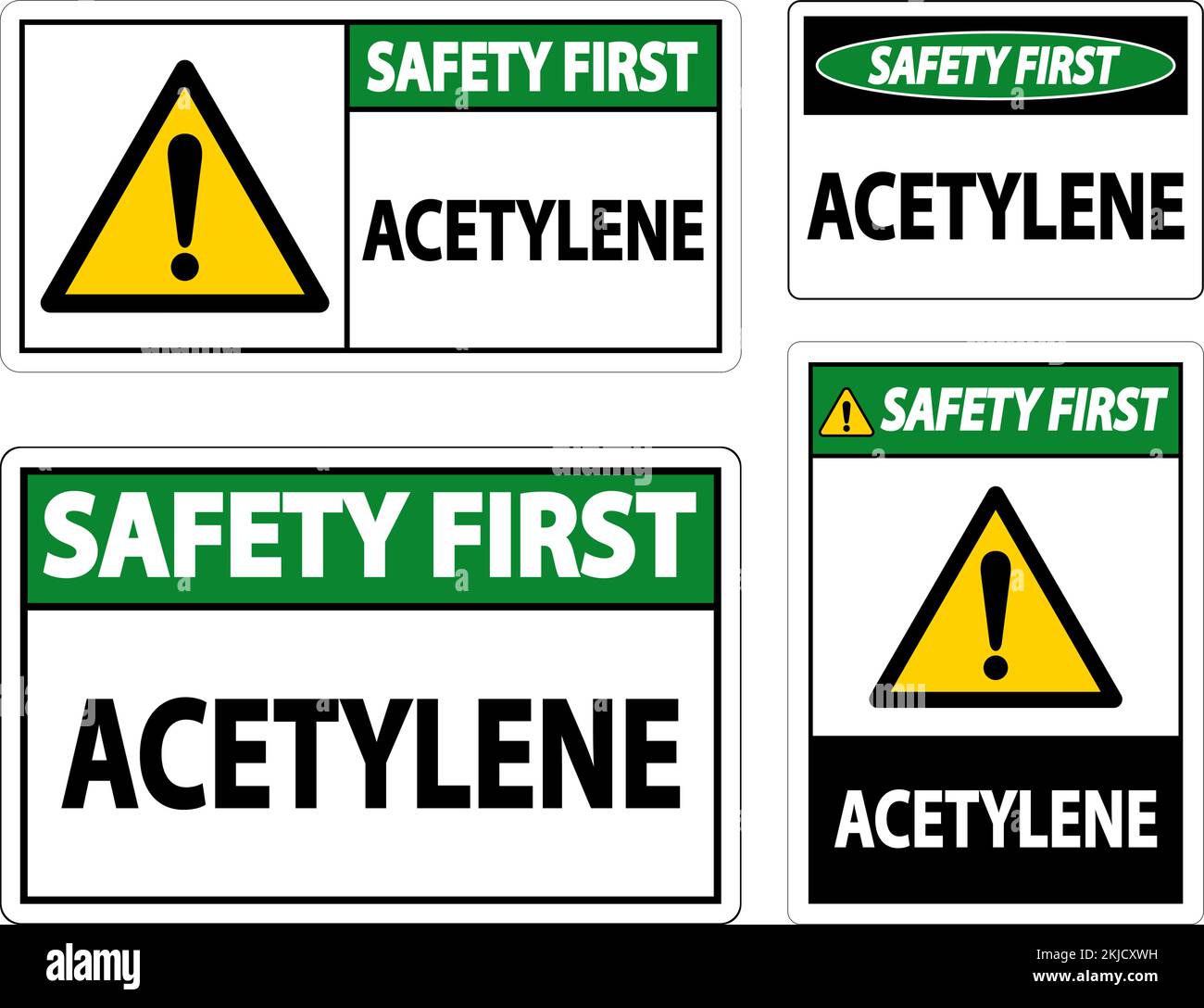 Schild „Safety First Acetylen“ Auf Weißem Hintergrund Stock Vektor