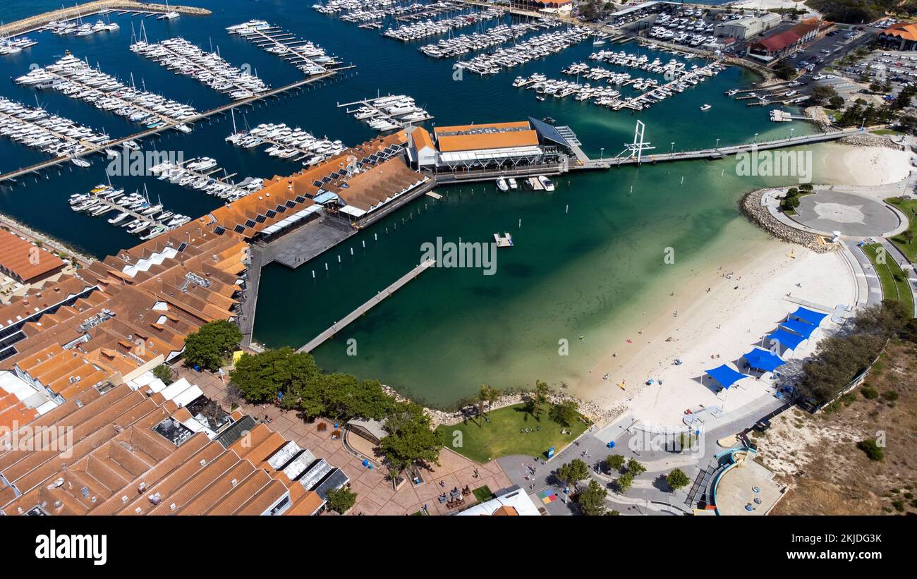Hillarys Marina Beach, Hillarys Boat Harbour, Hillarys, Perth, WA, Australien Stockfoto