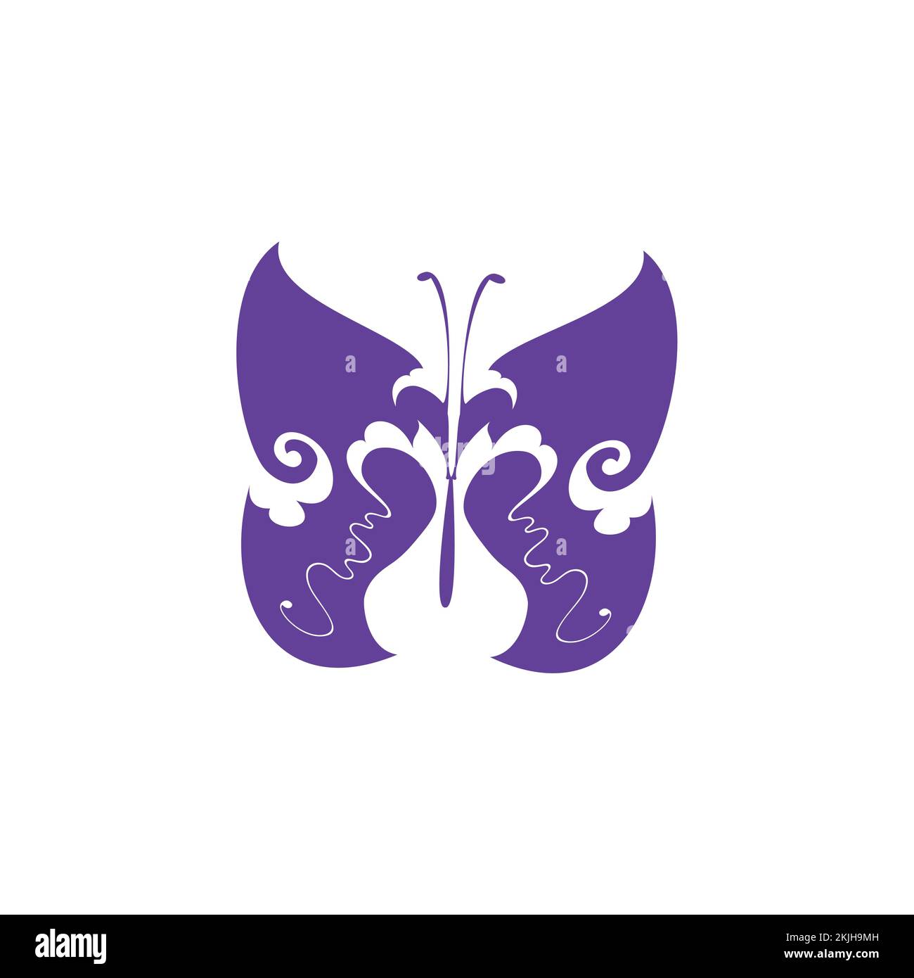 Einzelnes Schmetterlings-Logo Vektorsymbol auf weißem Hintergrund Stock Vektor