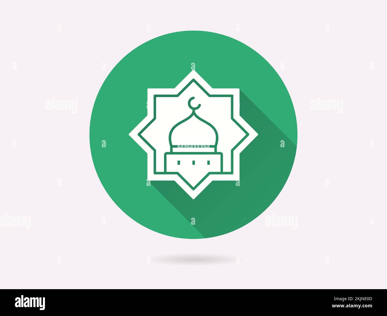 Islamische achteckige Sternschmuck-Ikone. Einfache Illustration mit langem Schatten für Grafik- und Webdesign. Stock Vektor