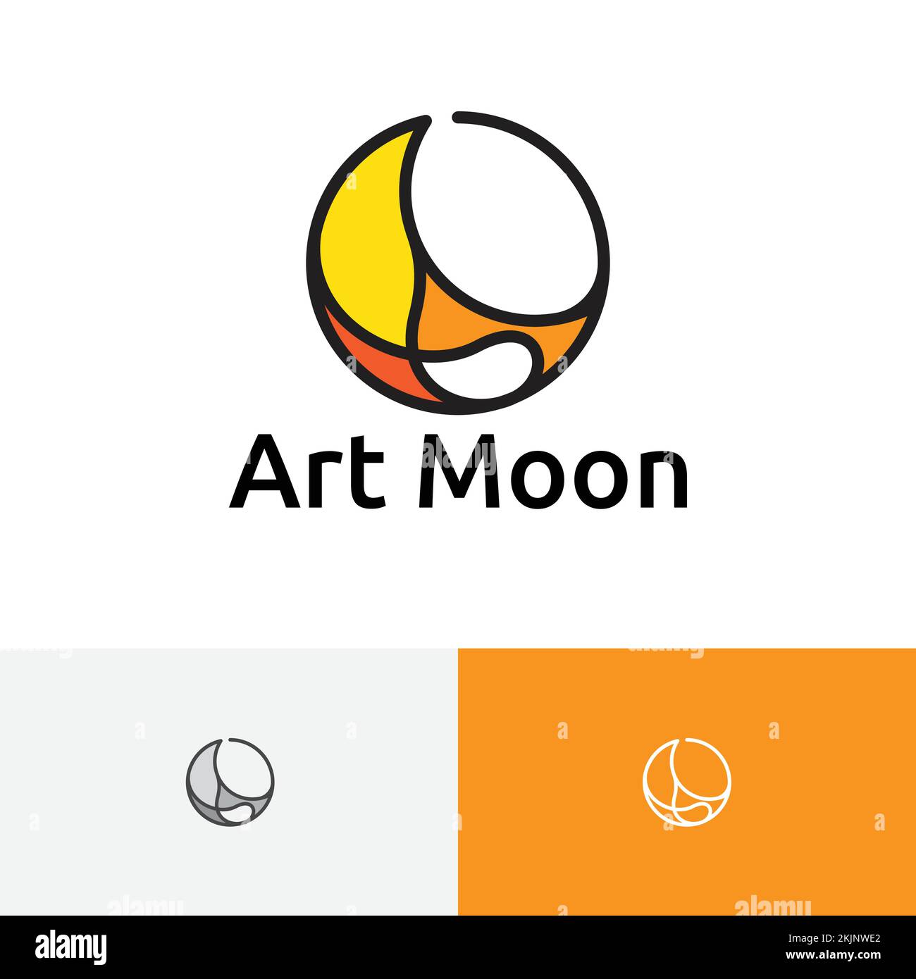 Farbenfrohes „Crescent Sky Outline“-Logo Von Art Moon Stock Vektor