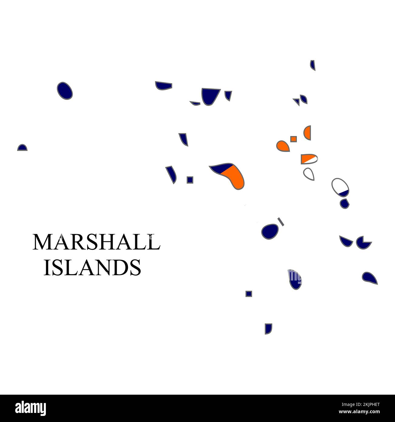 Marshallinseln Kartenvektordarstellung. Weltwirtschaft. Berühmtes Land. Ozeanien. Polynesische Insel. Mikronesisch Stock Vektor
