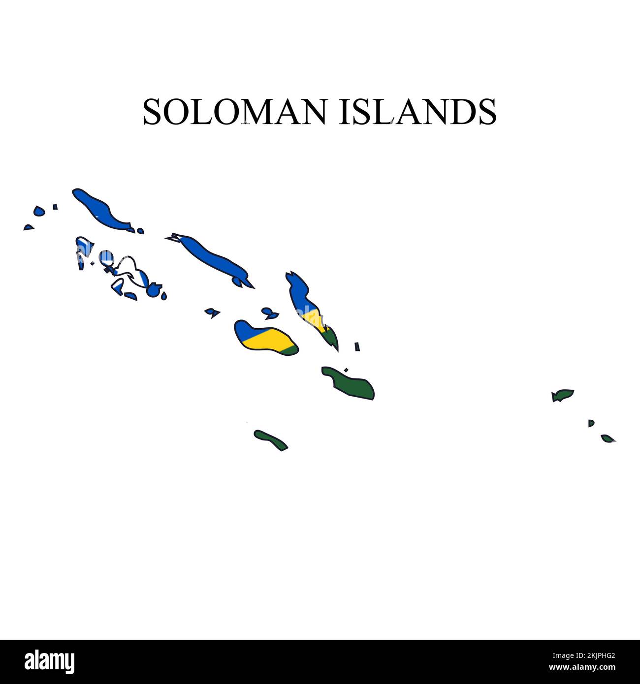 Darstellung des Kartenvektors der Salomonen. Weltwirtschaft. Berühmtes Land. Ozeanien. Polynesische Insel. Mikronesisch Stock Vektor