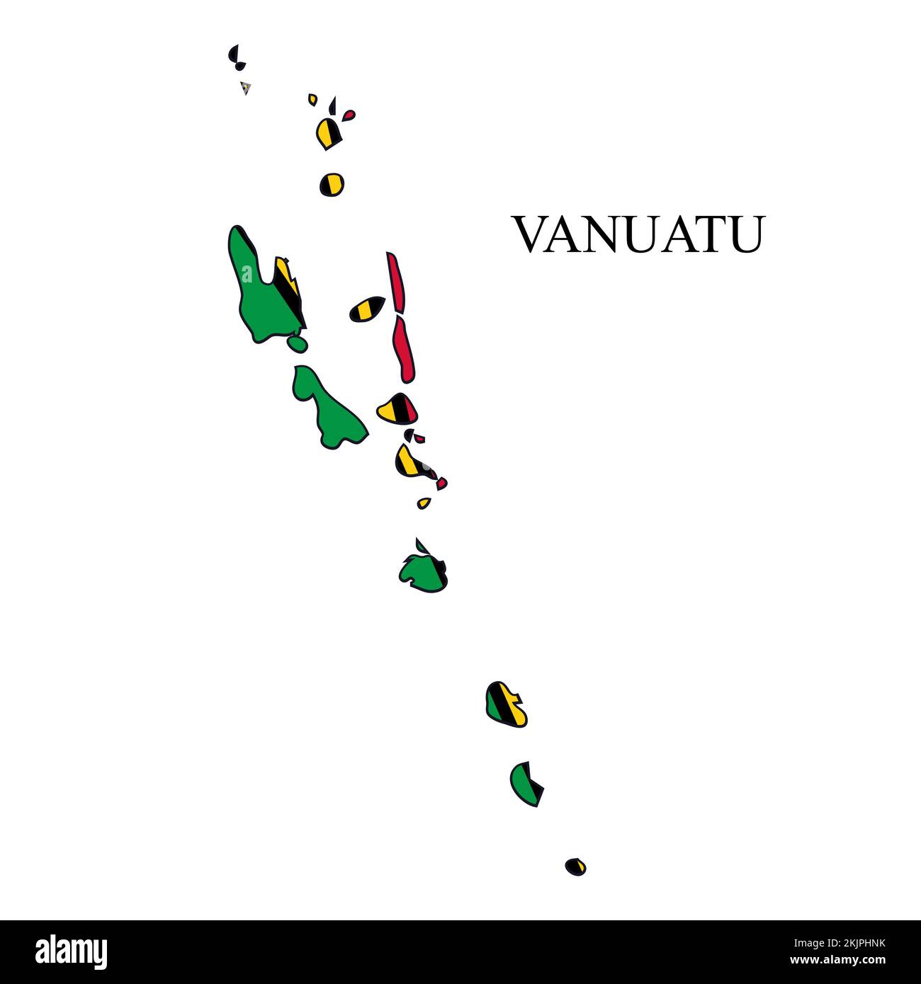 Darstellung des Vektors der Vanuatu-Karte. Weltwirtschaft. Berühmtes Land. Ozeanien. Polynesische Insel. Mikronesisch Stock Vektor