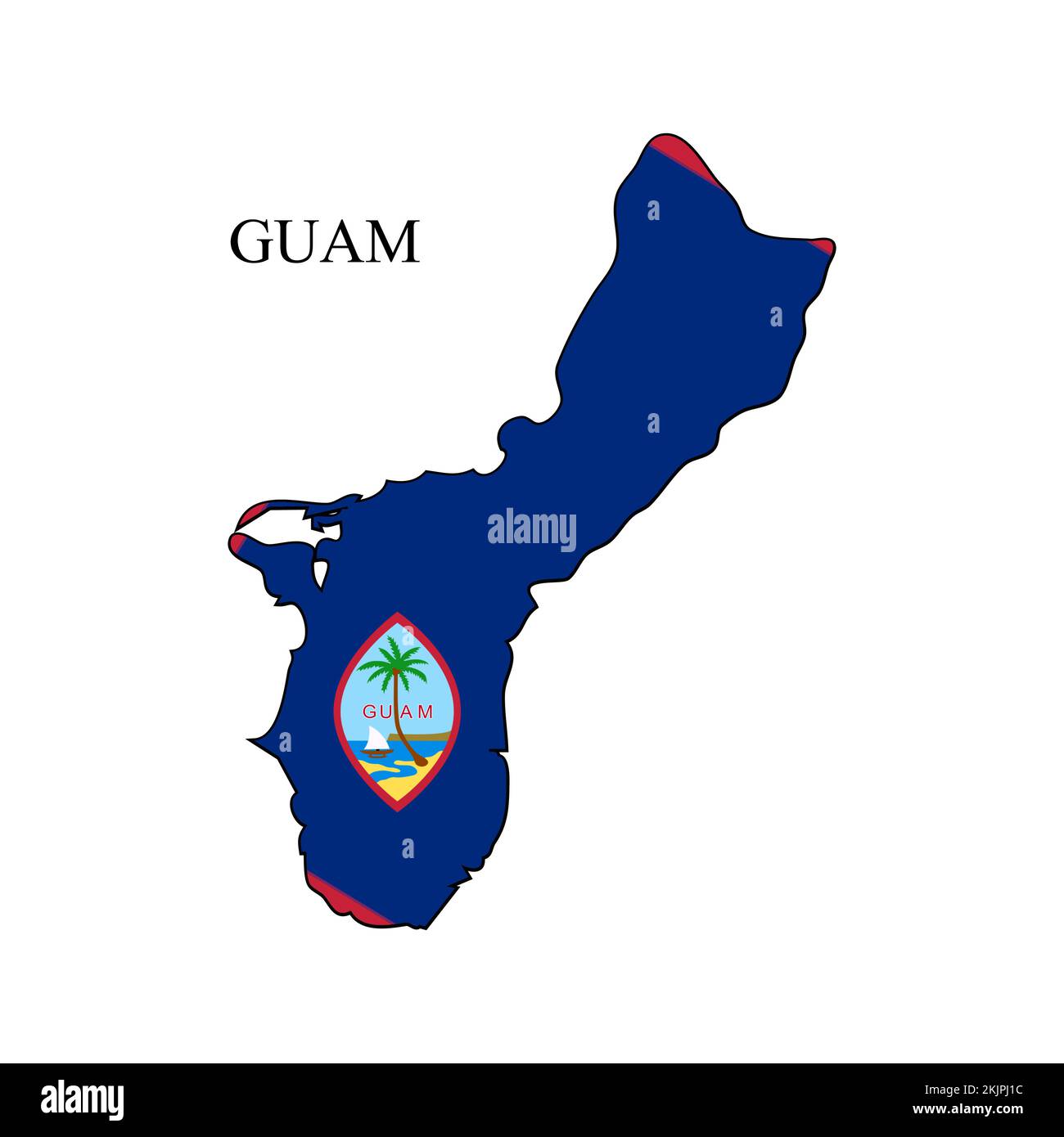 Guam-Kartenvektordarstellung. Weltwirtschaft. Berühmtes Land. Ozeanien. Polynesische Insel. Mikronesisch Stock Vektor