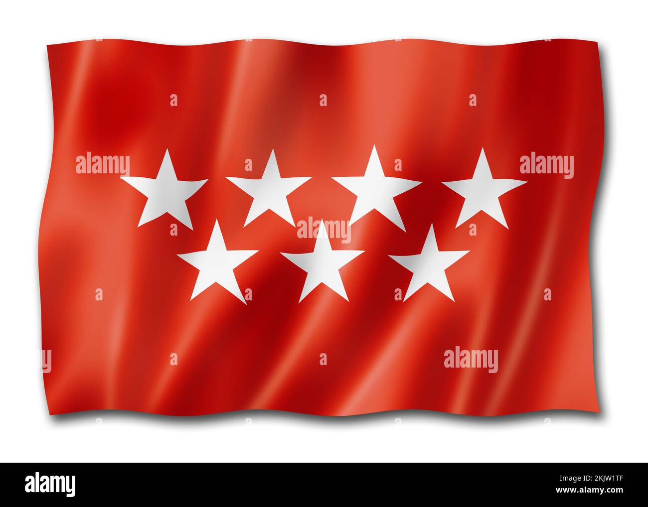 Flagge der Provinz Madrid, Spanien winkende Bannersammlung. 3D-Illustration Stockfoto