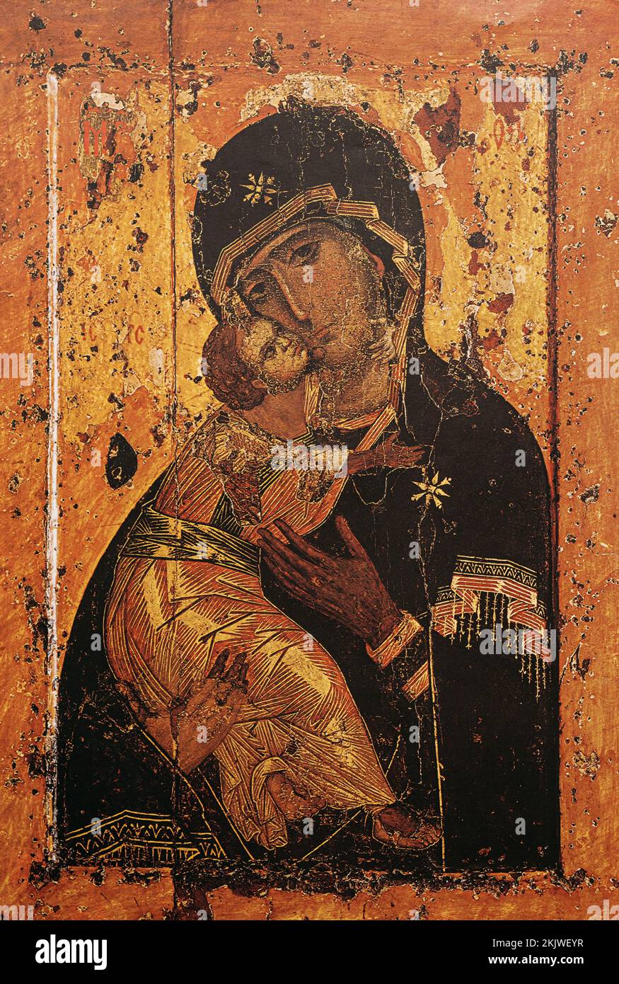 Die Jungfrau von Wladimir, auch bekannt als Wladimir Mutter Gottes, und Theotokos von Wladimir, ist Eine byzantinische Ikone aus dem 12.. Jahrhundert. Ist Eine Der Kulturell Bedeutendsten Stockfoto