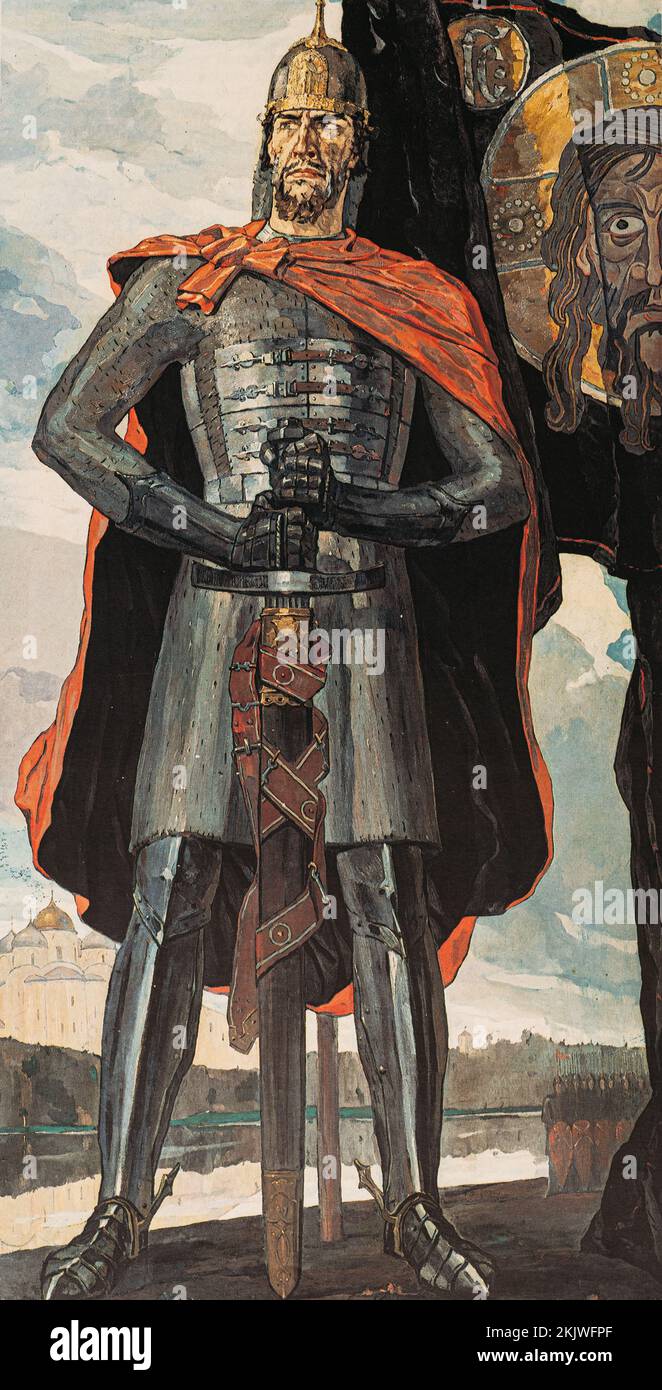 Ein Teil Von Triptych Alexander Nevsky Wurde Von Der Polizei Geschrieben Korin In 1942-1943. Die Komposition ist geeint durch eine Storyline - den Kampf des russischen Volkes gegen Fo Stockfoto