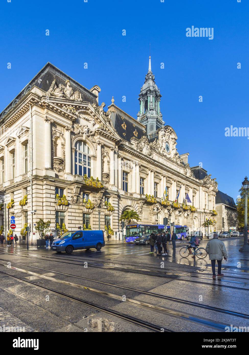 Corner of the Hotel de Ville (Rathaus), Tours, Indre-et-Loire (37), Frankreich. Stockfoto