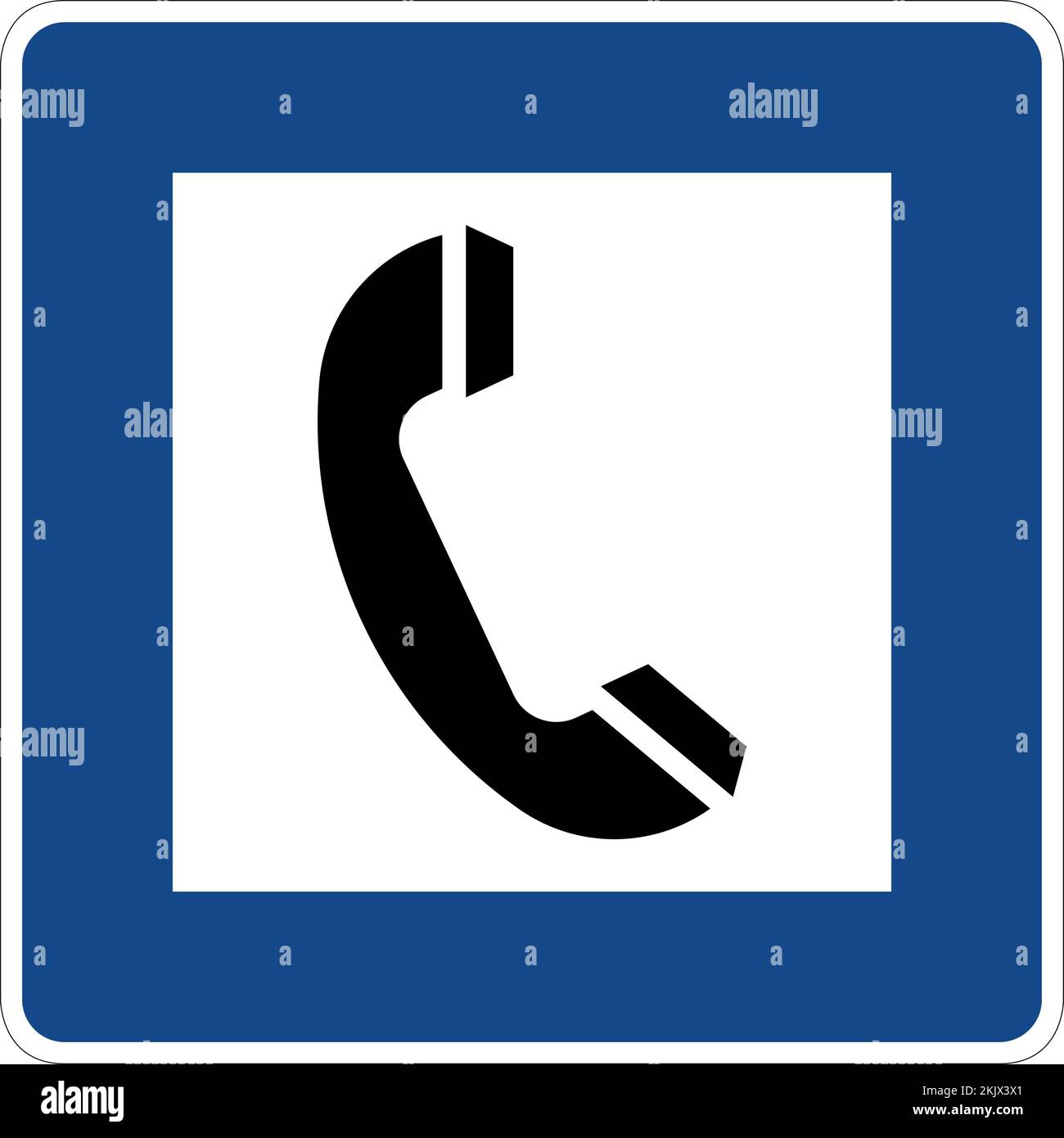 Autobahnschild für Telefonzellen, Serviceschilder, Straßenschilder für deutschland, Dieses Schild weist darauf hin, dass im nächsten Servicegebiet öffentliche Telefonate verfügbar sind Stock Vektor