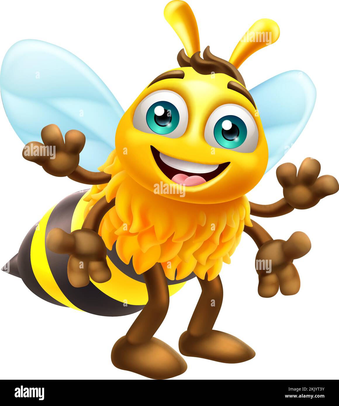 Honey Bumble Bee Cartoon Bumblebee Süße Maskottchen Stock Vektor