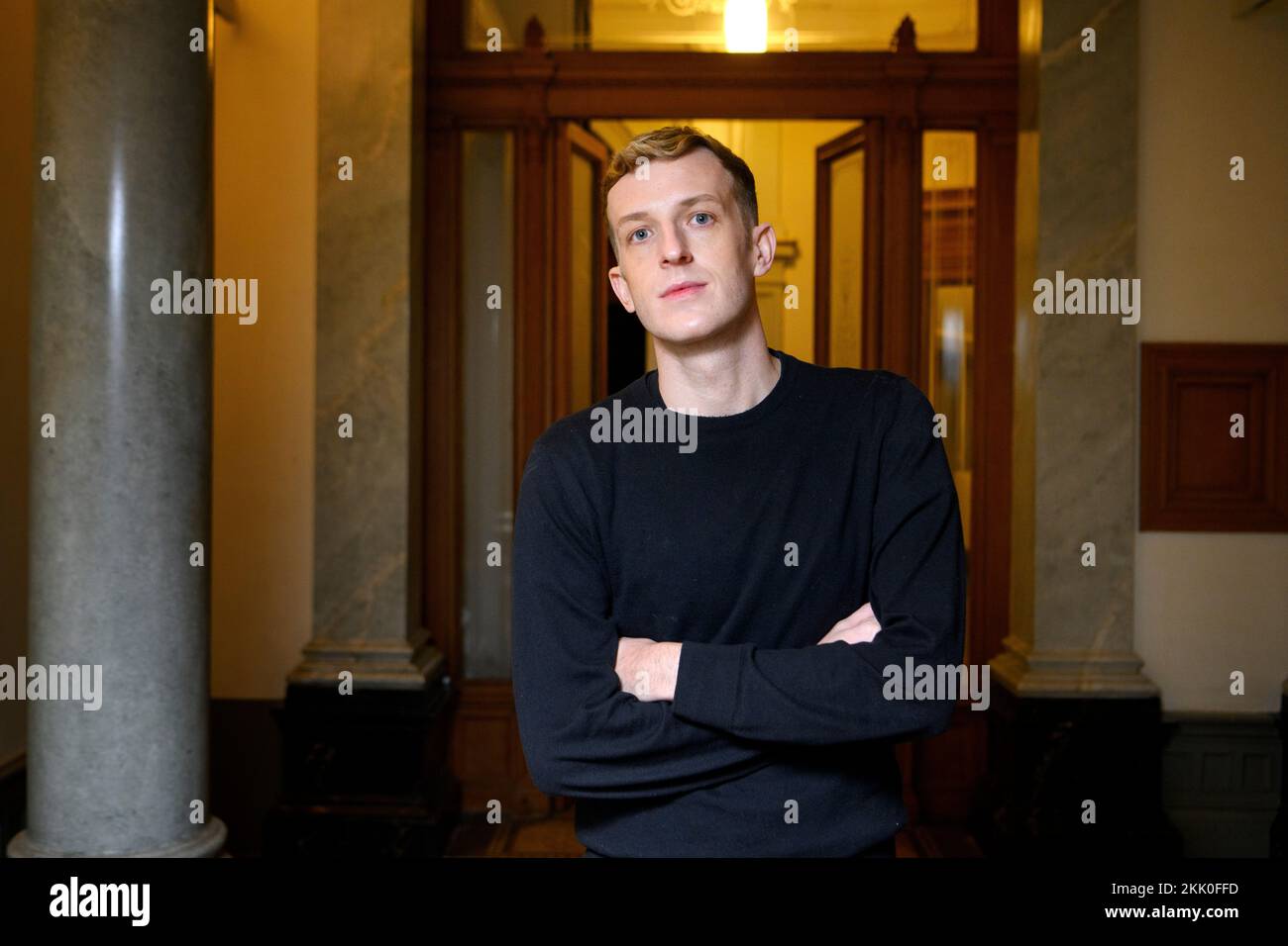Der französische Autor Edouard Louis wurde in Stockholm, Schweden, fotografiert. Foto: Jessica Gow / TT / Code 10070 Stockfoto