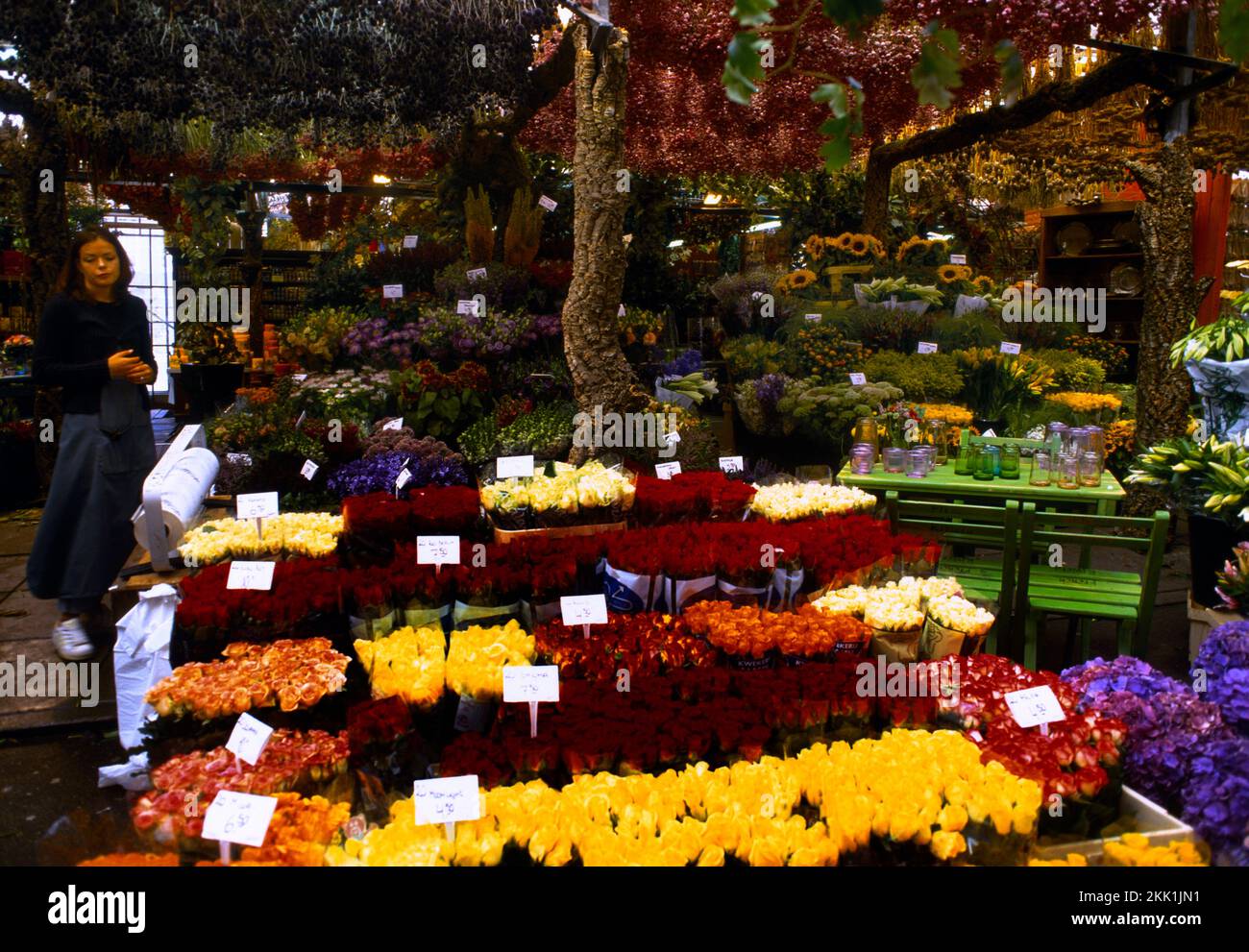 Amsterdam Holland Bloemenmarkt - der einzige schwimmende Blumenmarkt der Welt am Singel Canal Stockfoto