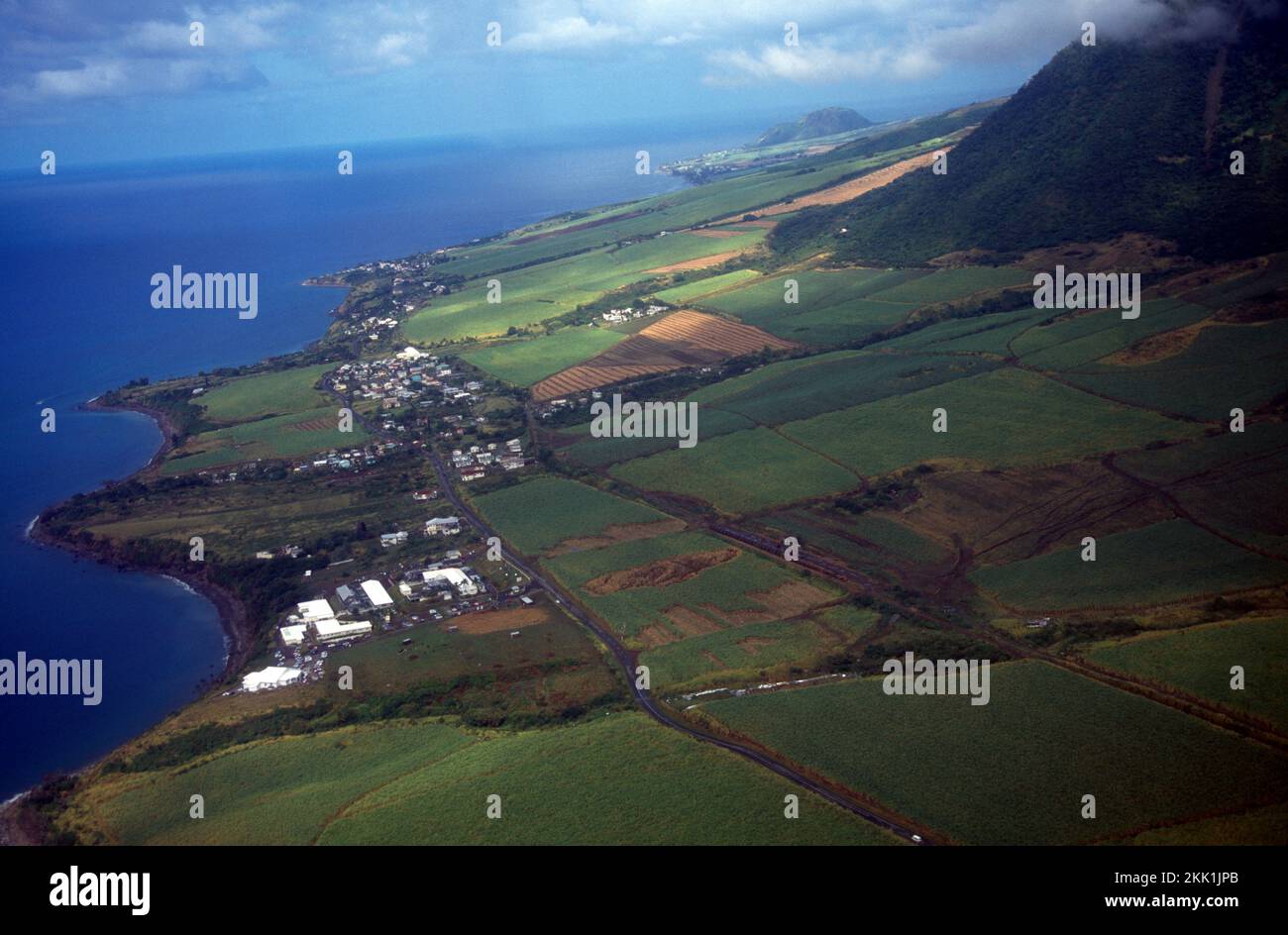 Blick aus der Vogelperspektive auf die Insel St. Kitts Stockfoto