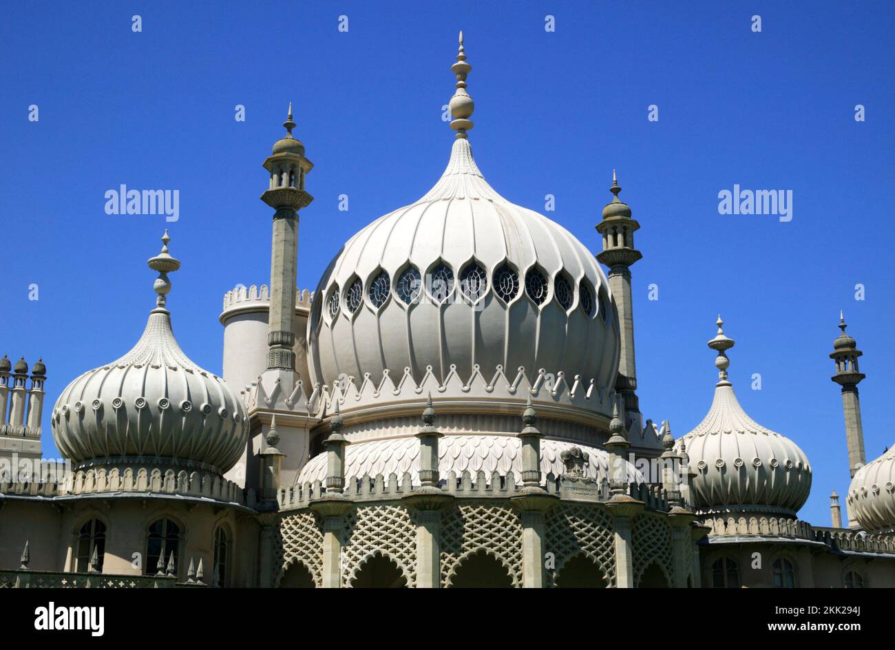 Der königliche Pavillon in Brighton, England, Großbritannien, ehemals königliche Residenz, erbaut im early19.. Jahrhundert als Rückzugsort am Meer für den damaligen Prinzregent Stockfoto