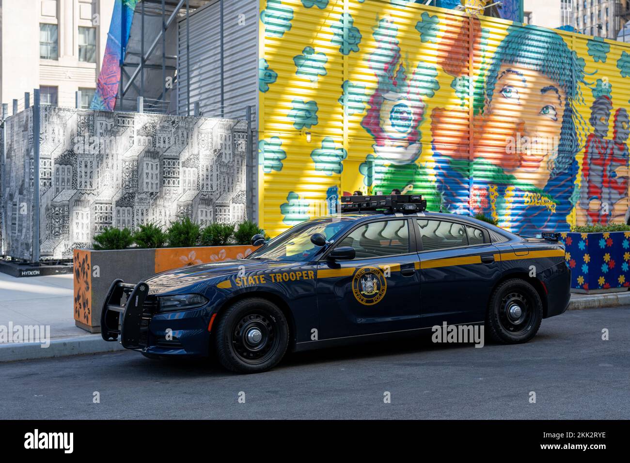 Polizeiauto in den Straßen von Manhattan Stockfoto