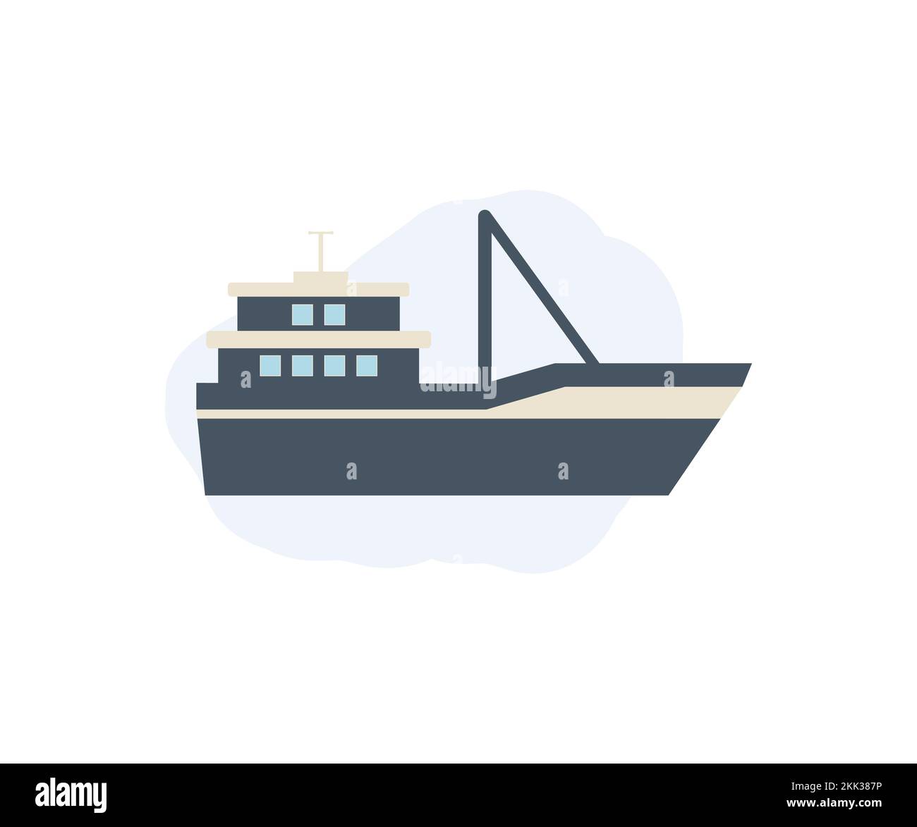 Logo für Fischboote mit Meeresfrüchten. Traditionelle Fischerboote. Seeschiff. Schiffsvektordesign und -Illustration. Stock Vektor