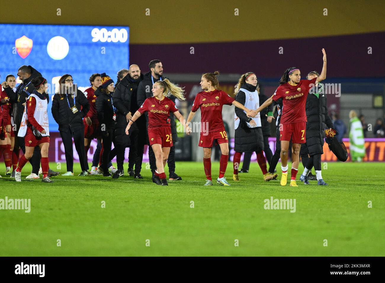 A.S. Roma-Team am dritten Tag der Gruppenphase der UEFA Women's Champions League, Gruppe B, zwischen A.S. Roma und VfL Wolfsburg, Stadio D. Stockfoto