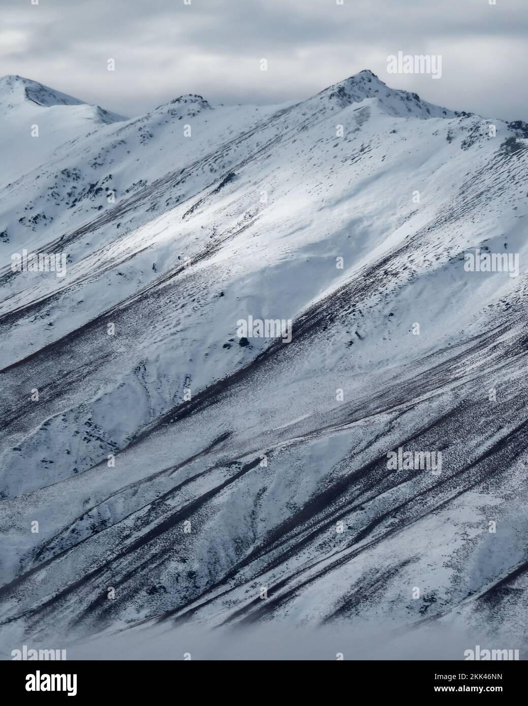 Dezente Texturen an einem Berghang im Mackenzie Country, Neuseeland Stockfoto