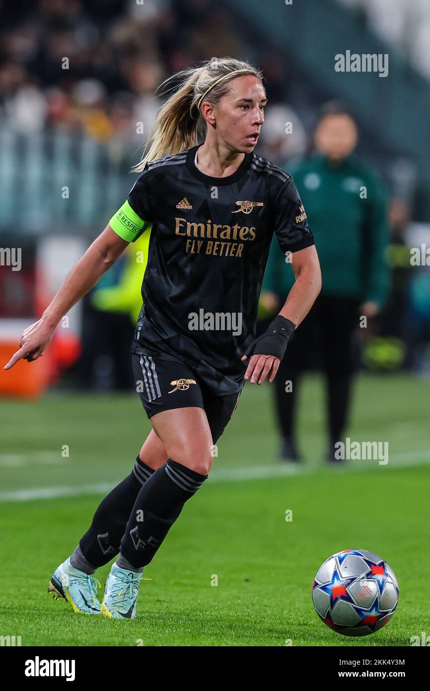 Turin, Italien. 24.. November 2022. Jordan Nobbs of Arsenal Women FC in Aktion während des Fußballspiels der UEFA Women's Champions League 2022/23 – Gruppe C zwischen dem FC Juventus Women und dem FC Arsenal Women im Allianz Stadium. (Foto: Fabrizio Carabelli/SOPA Images/Sipa USA) Guthaben: SIPA USA/Alamy Live News Stockfoto