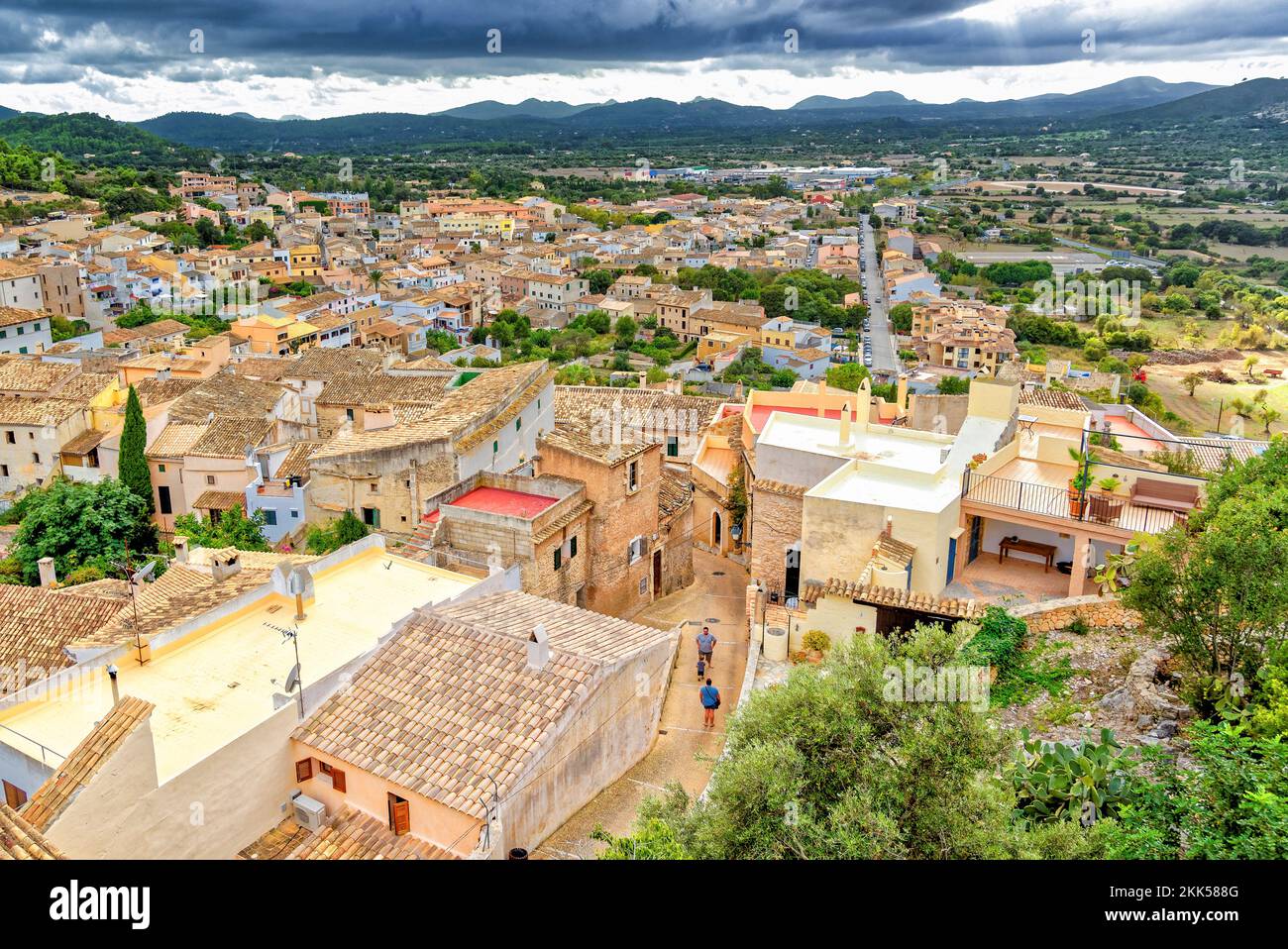 Panorama der Stadt Capdepera auf Mallorca. Stockfoto