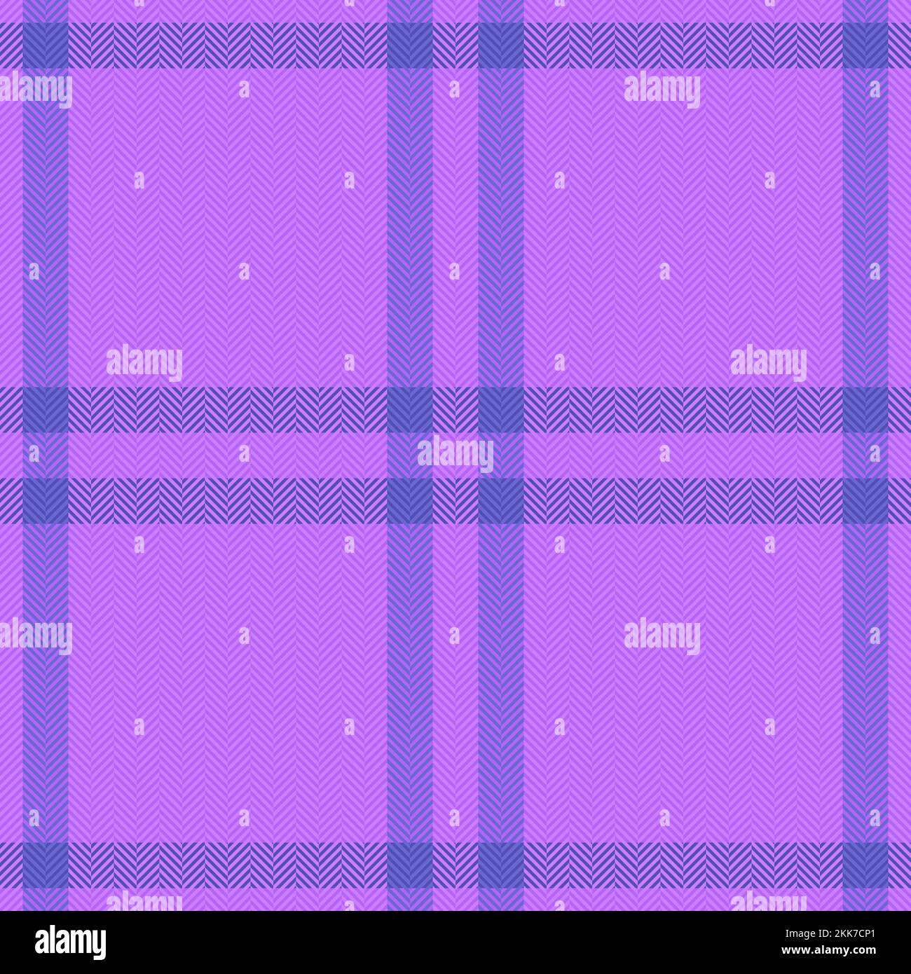 Vector-Karomuster. Strukturiertes, nahtloses Material. Hintergrund des Musters Tartan in Blau und Violett prüfen. Stock Vektor
