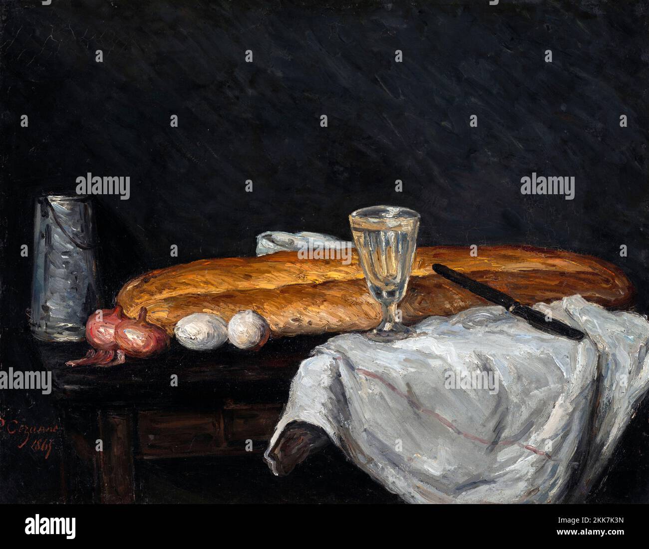 Still Life mit Brot und Eiern von Paul Cezanne (1839-1906), Öl auf Leinwand, 1865 Stockfoto