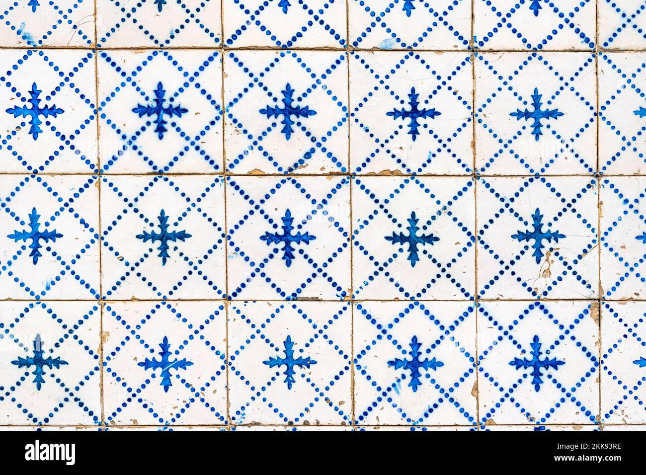 Traditionelle portugiesische hellblaue Kachel Azulejo Stockfoto