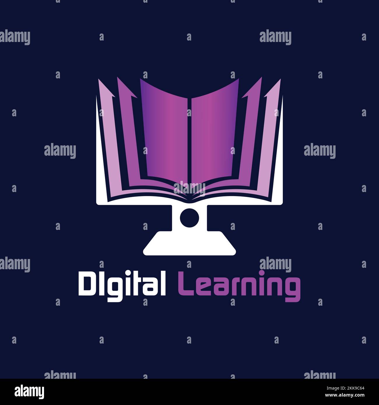 Digital Learning eBook Internet Online Computer Remote Study App Logo Stock Vektor