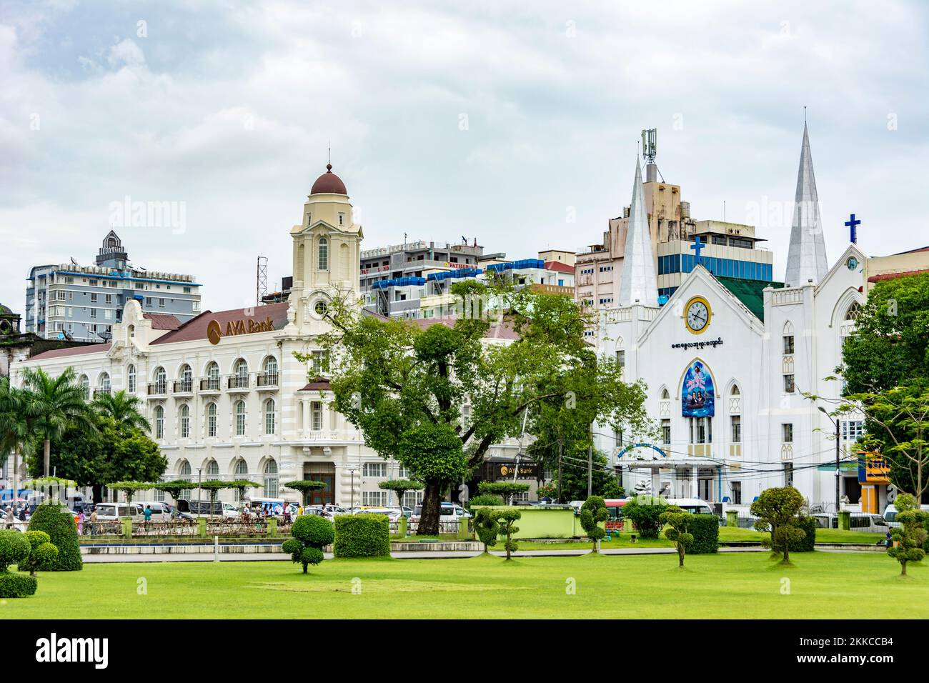 RANGUN, MYANMAR - 13. AUG 2015: Jesus Immanuel Baptist Church, Yangon (Rangun), Myanmar (Burma), Asien Stockfoto