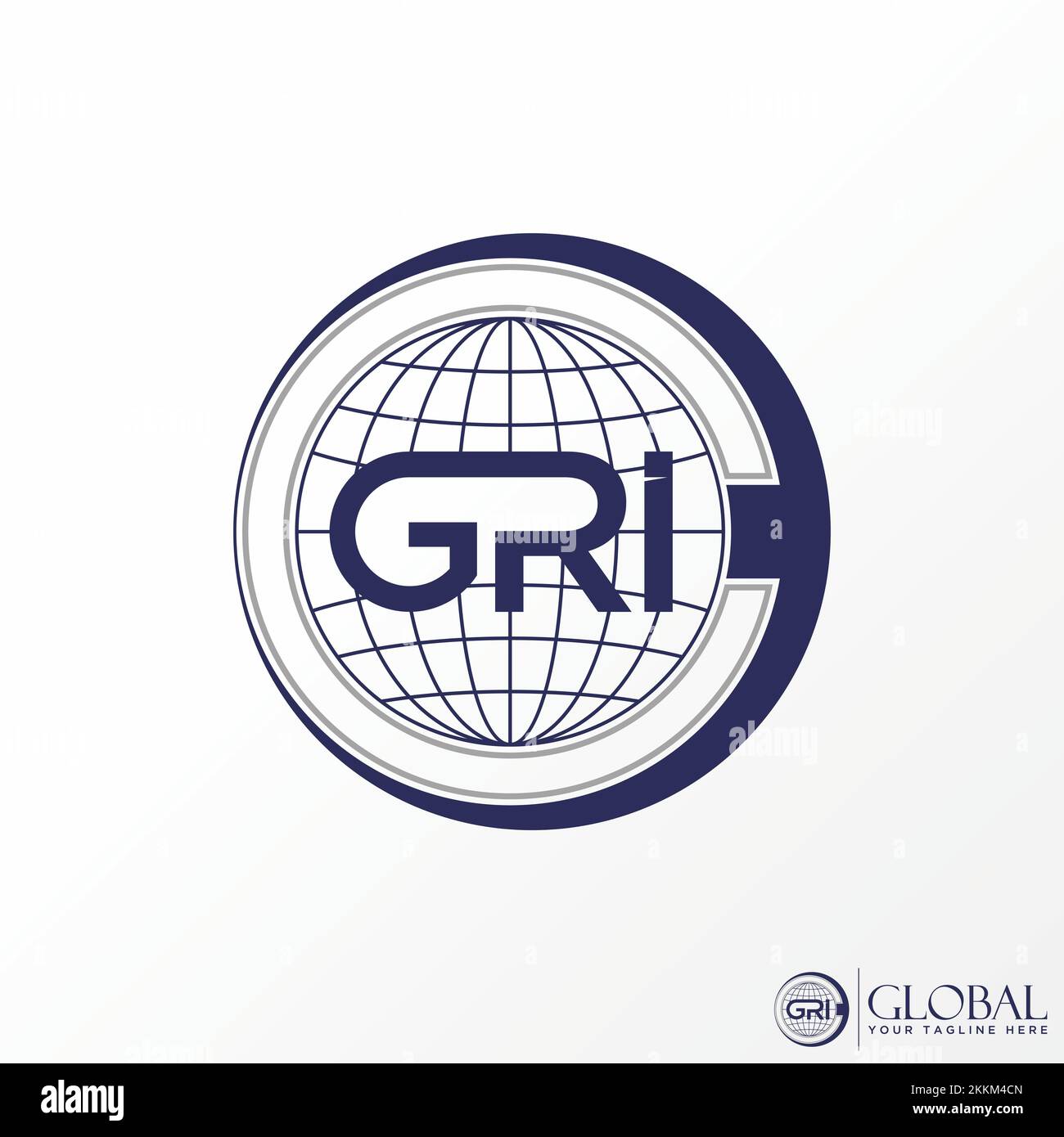 Globus-ähnlicher Buchstabe C mit Wort GRI-Schriftart auf Connect Shape Bild Grafik Symbol Logo Design abstraktes Konzept Vektormaterial. Bezieht sich auf Gruppe oder Maps Stock Vektor