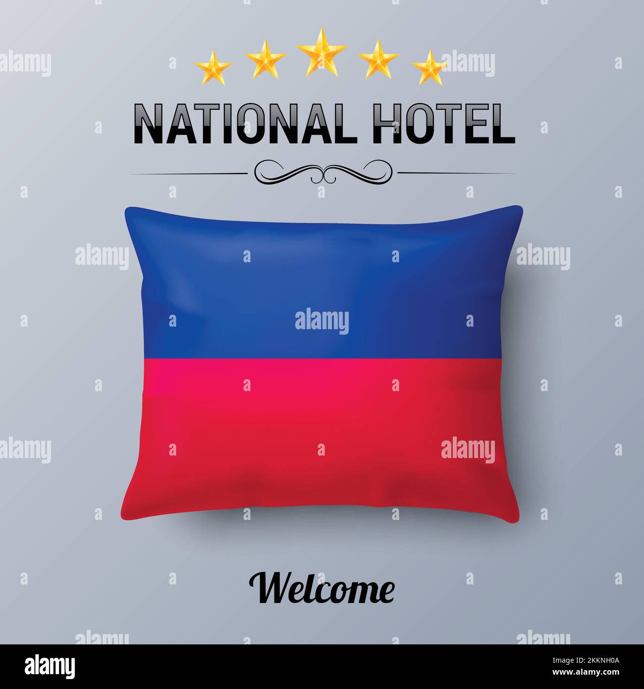 Realistisches Kissen und Flagge von Haiti als Symbol National Hotel. Fahne Kissenbezug mit haitianischer Flagge Stock Vektor